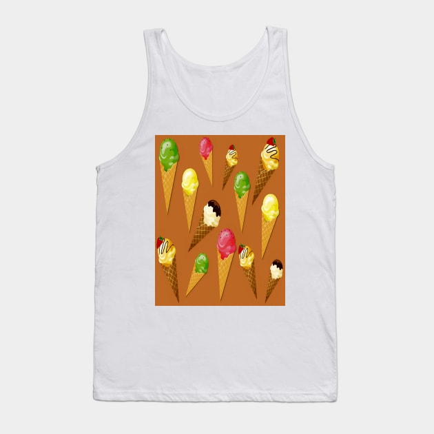 Ice Cream Cones-Brown Tank Top by YamyMorrell